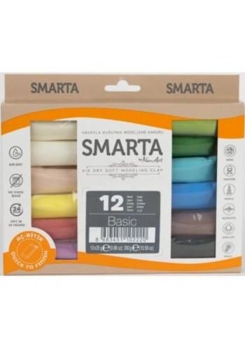 Smarta Kids Hava İle Kuruyan Modelleme Hamuru 12x25 Gr.***