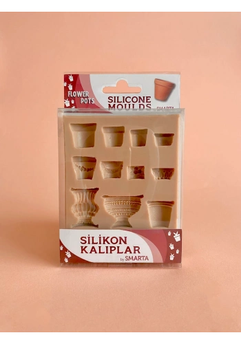 Smarta Silicone Moulds Silikon Epoksi ve Polimer Kil Kalıbı FLOWER POTS