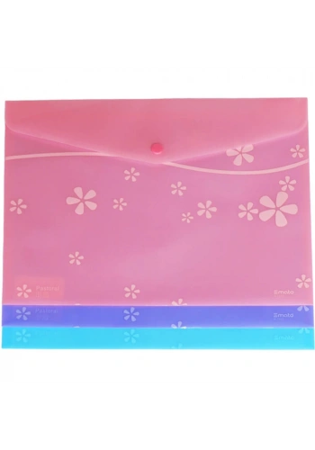 Smato Çıtçıtlı Evrak Zarfı Mat Çiçek Desenli Mor W7542