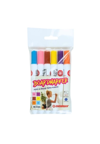 Snowman Akıllı ve Beyaz Tahta Kalemi Doldurulabilir 6lı Set 1