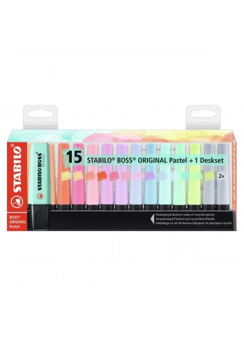 Stabilo Boss Original Pastel Marker Seti 15li Stand Hediyeli