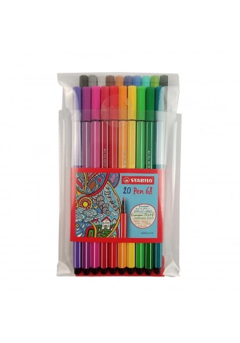Stabilo Pen 68 Kalın Uçlu Keçeli Kalem Seti 20 Renk Askılı Paket