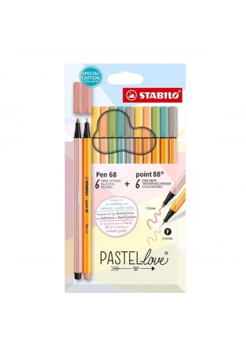 Stabilo point 88 + Pen 68 Pastellove 12li