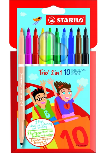 Stabilo Trio 2in1 Çift Uçlu Keçeli Kalem Seti 10 Renk Paket