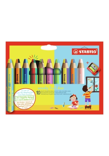 Stabilo Woody 3in1 Duo 10lu + Kalemtraş
