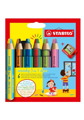 Stabilo Woody 3in1 Duo 6 Lı + Kalemtıraş