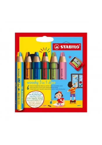 Stabilo Woody 3in1 Duo 6lı + Kalemtıraş