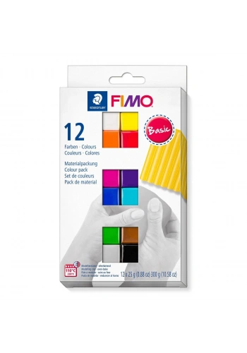 Staedtler Fimo Soft Polimer Kil Seti 12 Renk x 25 gr. Basic (Ana) Renkler