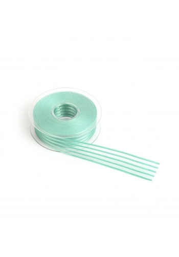 Su Yeşili Saten Çizgili Şifon Kurdele