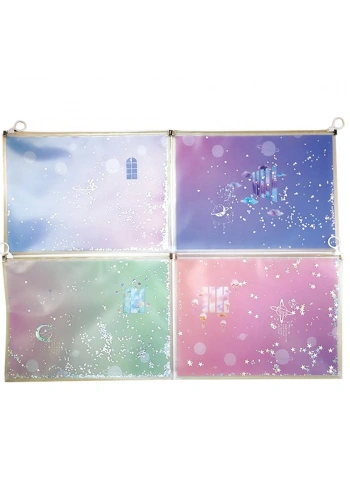 Südor Fermuarlı Dosya Desenli Simli Yıldızlı