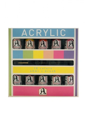 Südor Mona Lisa Akrilik Boya Seti 10 Renk x 40 ml. (Fırça Hediyeli)