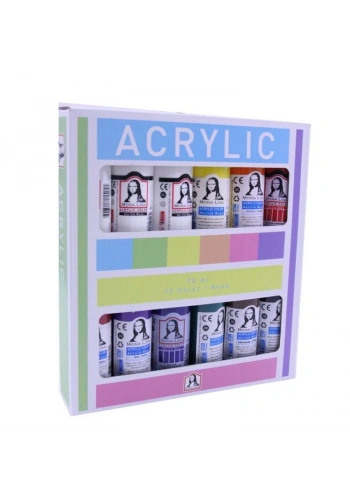 Südor Mona Lisa Akrilik Boya Seti 12 Renk x 70 ml. (Ekstra Beyaz)