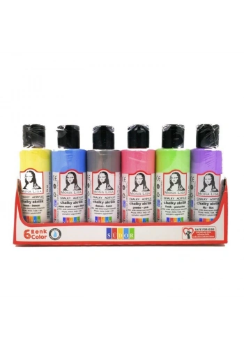 Südor Mona Lisa Chalky Akrilik Boya Seti 6 Pastel Renk x 70 ml. Şişe