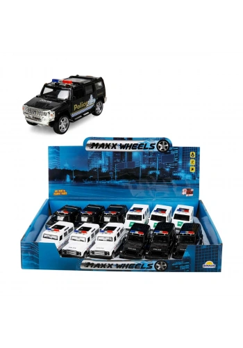 Sunman Oyuncak Maxx Wheels Işıklı Polis Jeep Model Arabalar 12 Cm