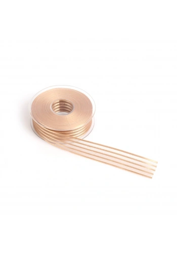 Sütlü Kahve Saten Çizgili Şifon Kurdele