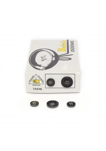 Takım Düğmeler Parlak Siyah