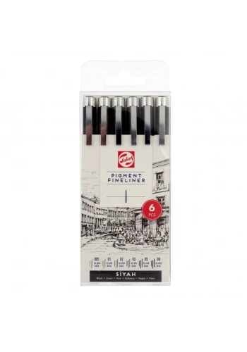 Talens Pigment Fineliner Teknik Çizim Kalemi Seti 6lı