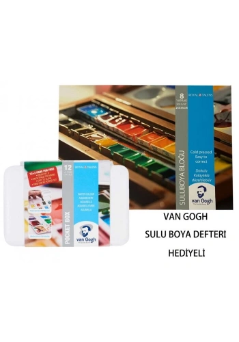 Talens Van Gogh Tablet Sulu Boya Seti 15 (12+3) Renk + 24x32 cm. 300 gr. 8 Sayfa Defter Hediyeli