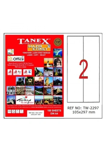 Tanex Laser Etiket 100 YP 105x297 Laser-Copy-Inkjet TW-2297