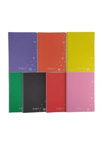 Tigra PP Kapak Spiralli Okul Defteri A4 72yp Çizgili