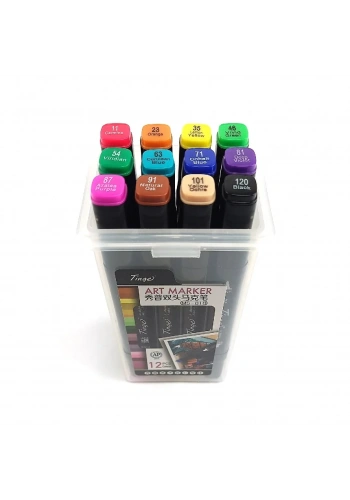 Tinge Art Marker Plastik Çantalı Seti 12li MS 818