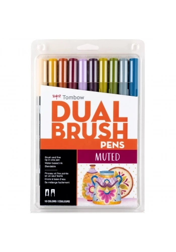 Tombow Dual Brush Pen Kalemi Seti Muted Renkler 56186 10 Renk