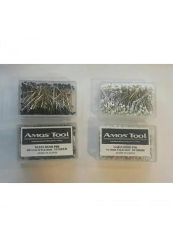 Toplu İğne AMOS 50gr. Beyaz Cam Başlı