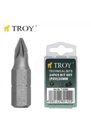 Troy 22209 Bits Uç Seti (PZ0x25mm, 24 Adet)