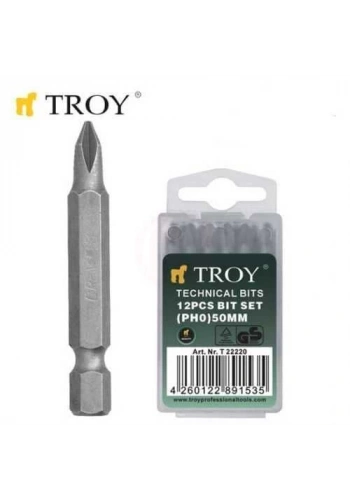 Troy 22222 Bits Uç Seti (PH2x50mm, 12Adet)