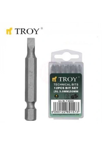 Troy 22225 Bits Uç Seti (Düz 4,0x50mm, 12Adet)