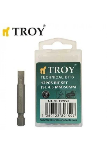 Troy 22226 Bits Uç Seti (Düz 4,5x50mm, 12Adet)