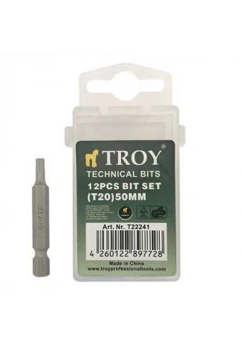 Troy 22241 Torx Bits Uç Seti (T20x50mm, 12 Adet)