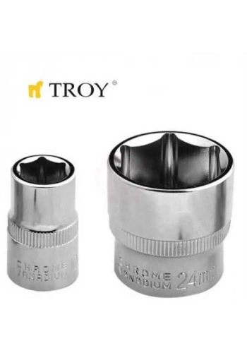 Troy 26177 3/8 İnç Lokma (Ölçü 24mm-Çap 29,8-Uzunluk 32mm)