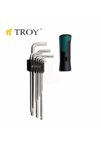 Troy 26202 Allen Anahtar Seti (Bilya başlı, 11 Parça)
