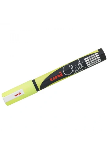Uni Chalk 1.8-2.5 mm Yuvarlak Uç Su Bazlı Sıvı Tebeşir Kalemi Fosforlu Sarı