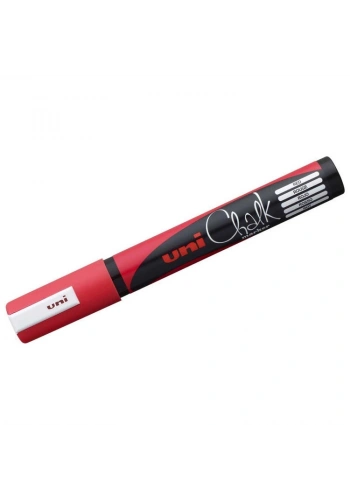 Uni Chalk 1.8-2.5 mm Yuvarlak Uç Su Bazlı Sıvı Tebeşir Kalemi Kırmızı