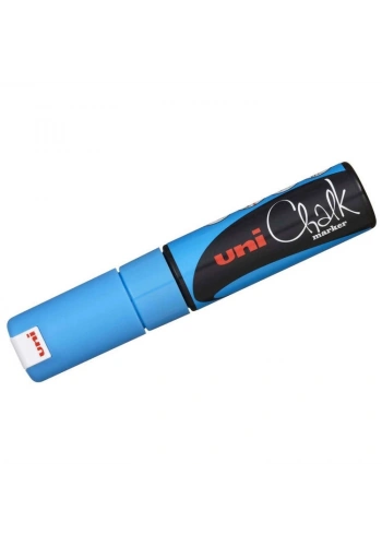 Uni Chalk 8 mm Kesik Uç Su Bazlı Sıvı Tebeşir Kalemi Açık Mavi
