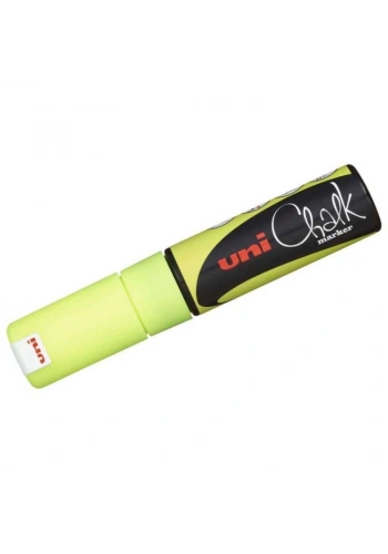 Uni Chalk 8 mm Kesik Uç Su Bazlı Sıvı Tebeşir Kalemi Fosforlu Sarı