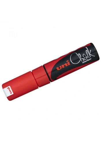 Uni Chalk 8 mm Kesik Uç Su Bazlı Sıvı Tebeşir Kalemi Kırmızı