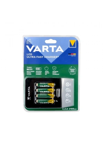 Varta 57685101441 LCD Ultra Hızlı Pil Şarj Cihazı 4x2100 mAh Pilli