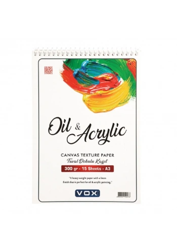 Vox Art Kanvas Dokulu Yağlı ve Akrilik Boya Defter A3 300gr 15 Yaprak
