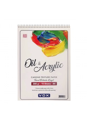 Vox Art Kanvas Dokulu Yağlı ve Akrilik Boya Defter A4 300gr 15yp