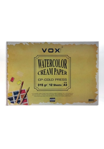 Vox Art Sulu Boya Sketch Defter A3 315gr 12yp İvory Krem