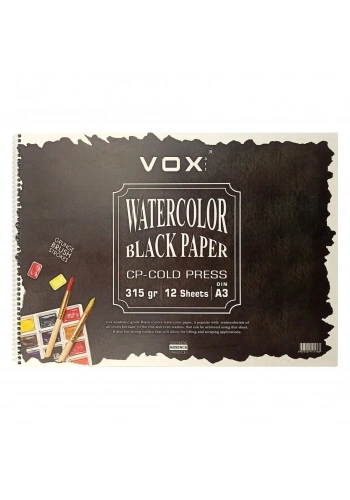 Vox Art Suluboya Sketch Defter A3 315gr 12 Yaprak Black Siyah