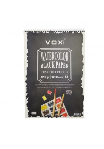 Vox Art Suluboya Sketch Defter A4 315gr 12 Yaprak Black Siyah