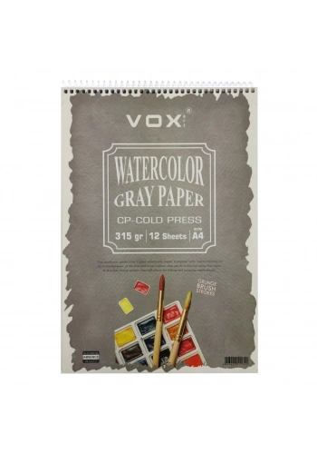 Vox Art Suluboya Sketch Defter A4 315gr 12 Yaprak Grey Gri
