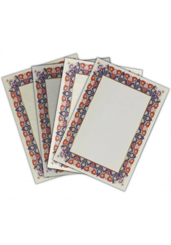 Vox Hat Ve Kaligrafi Yaldızlı Perşöment Meşk Kağıdı 200gr A4 4 Desenli 4yp Kırmızı Mavi