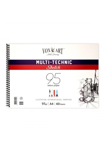 Vox Multi-Technic Sketch Eskiz Defteri A4 95gr 40yp Spiralli