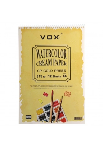 Vox Spiralli Soğuk Baskı Sulu Boya Defteri İvory 12yp 315gr A4