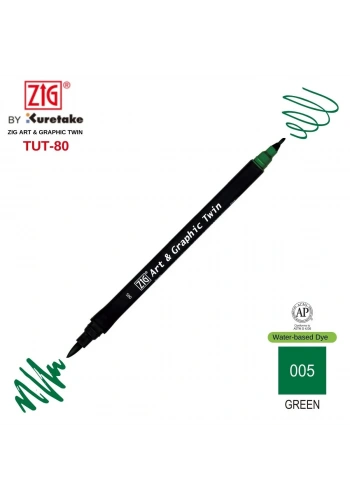 Zig Art&Graphic Twin Çift Uçlu Keçe Grafik Kalemi 5 Green